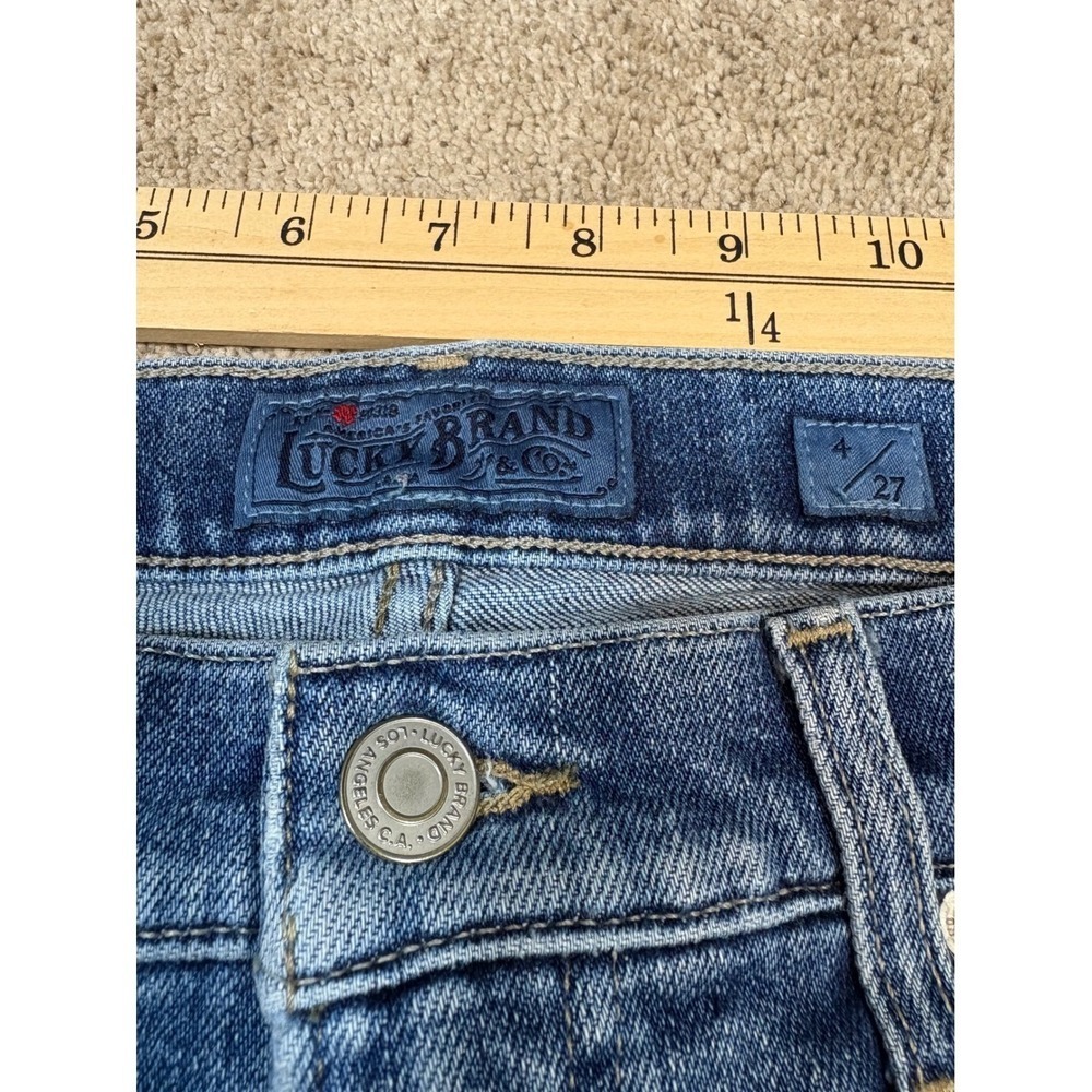 Lucky Brand Jeans Womens Size 27 Candiani Denim Straight Leg Blue Wash Distress - Picture 7 of 11